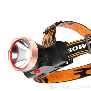 Headlamp Αδιάβροχη επαναφορτιζόμενη λάμπα του ανθρακωρύχου